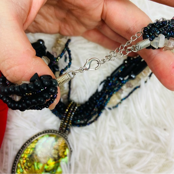 UNBRANDED multi fully beaded silver green gem layered necklace - Picture 11 of 16